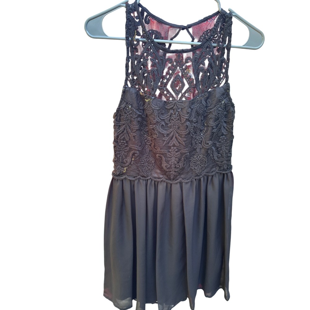 Trixxi Black Lace Sequin Sleeveless Cocktail Dress Womens Small 26M947HE4D New